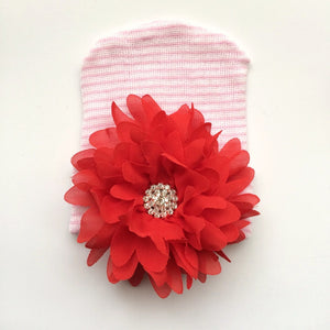 Baby Hospital Hat PINK, pick your color flower!