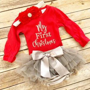 My First Christmas outfit-silver