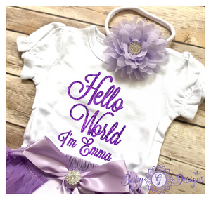 Hello World personalized -purple