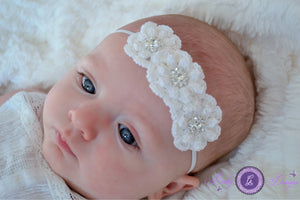 White Crochet Baby Headband
