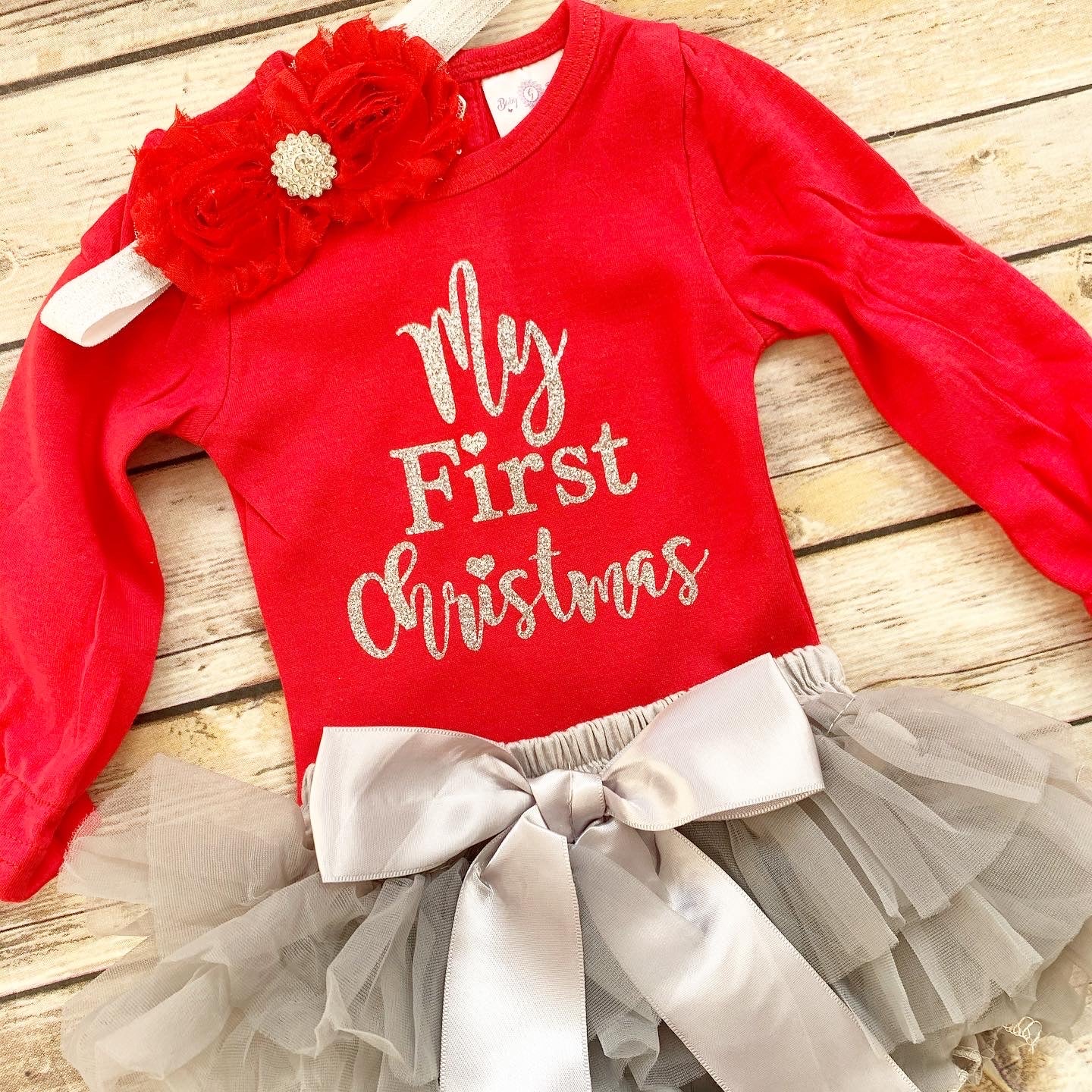 My First Christmas outfit-silver