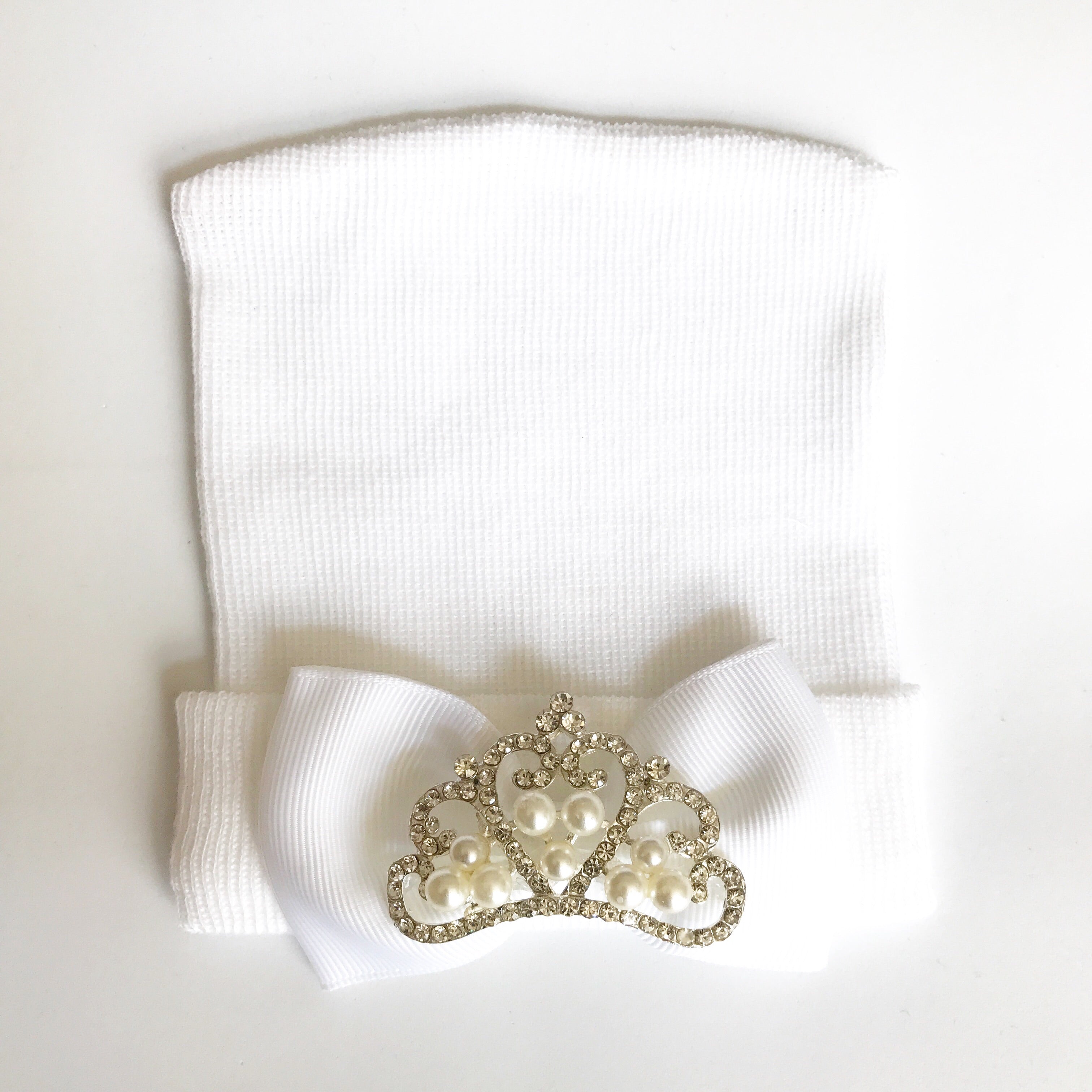 WHITE Princess hat-pick your color bow!