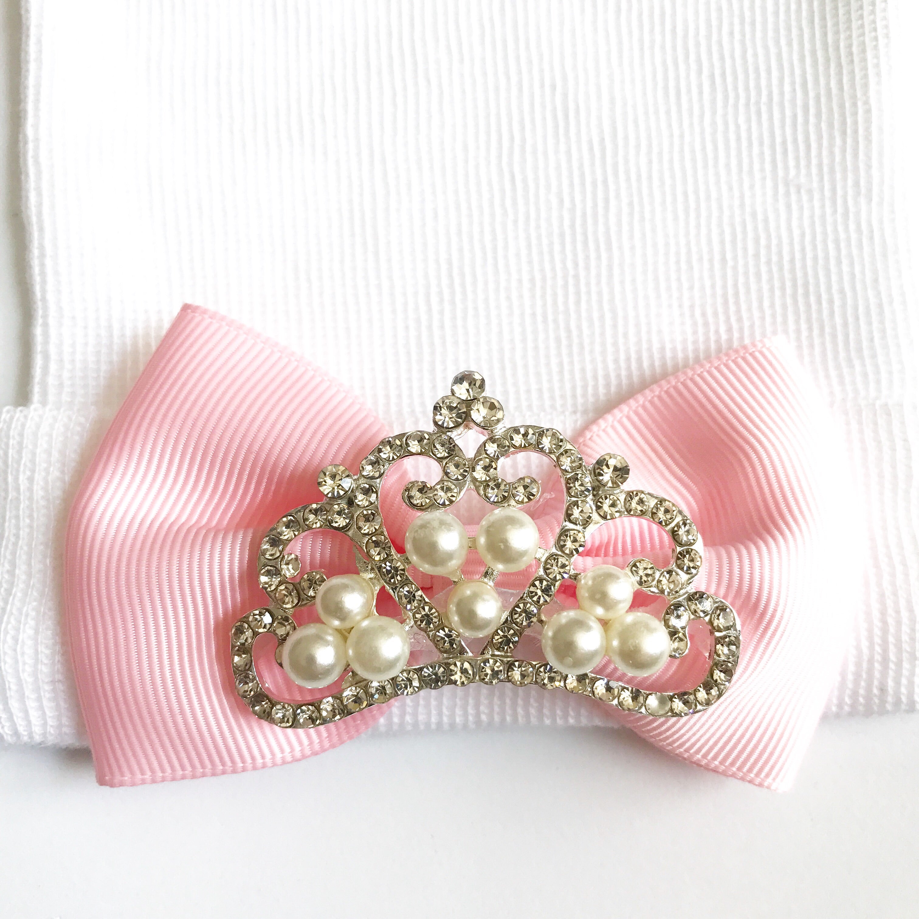 WHITE Princess hat-pick your color bow!