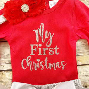 My First Christmas outfit-silver